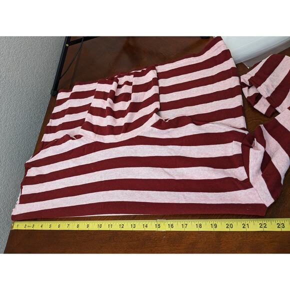 J.Crew Striped Top S Maroon Pink Knit Turtleneck Long Sleeves Flowy Hem Workwear - Picture 7 of 9